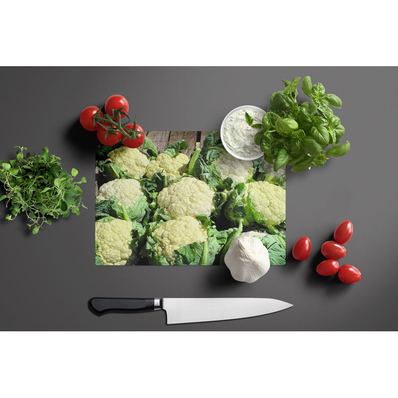 Grande planche à découper en verre Cauliflower par Gary Kwatek, Chou-fleur