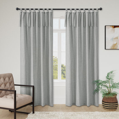 Linen Texture Tie Top Light Filtering Curtain Pair(2 Panels)