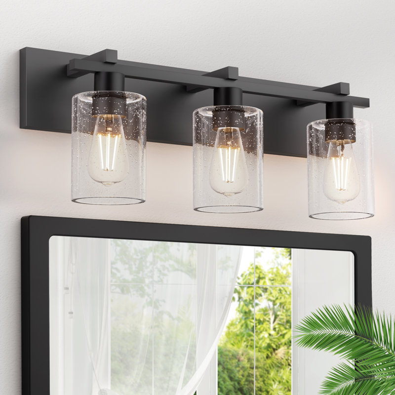Passyunk Dimmable Vanity Light, Bubble, Matte Black, 3