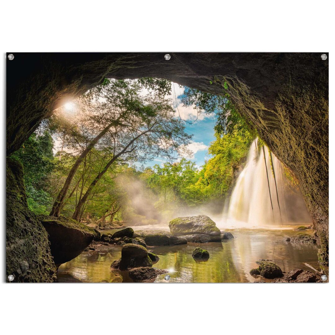 Gartenposter Steinhöhle Aussicht