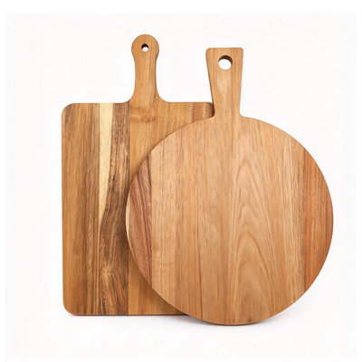 2 Pcs Wood Cutting Board with Handle
