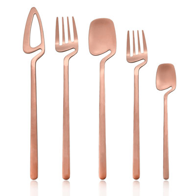 20-Piece Matte Rose Gold Flatware Set For 4, 304 Stainless Steel Copper Satin Finish Cutlery Set With Knife Fork Spoon Salad Fork, Dishwasher Safe Kitchen Utensil Set