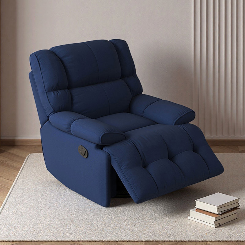 Single Manual Living Room 360° Swivel Recliner, Dark Blue