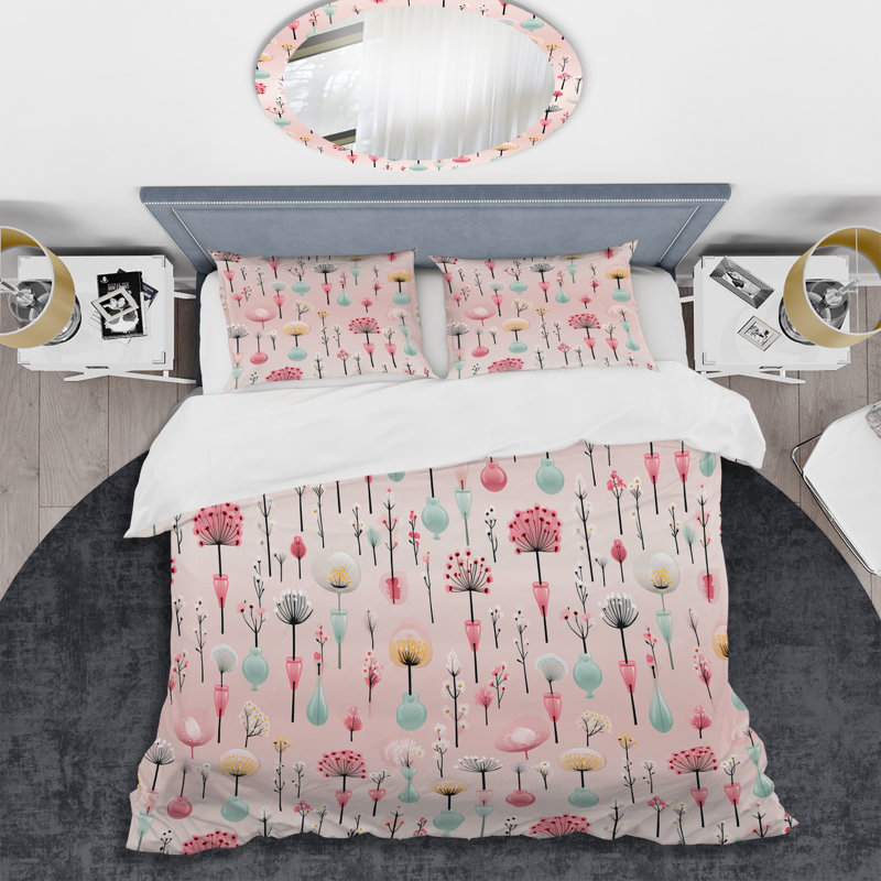 Ensemble de housse de couette Pastel Pink Glam Candle III, Housse de couette simple + 1 taie décorative stan