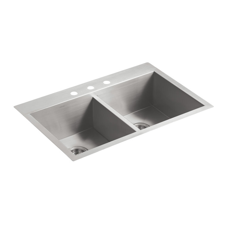 Vault™ Double Bowl Kitchen Sink with Single Faucet Hole