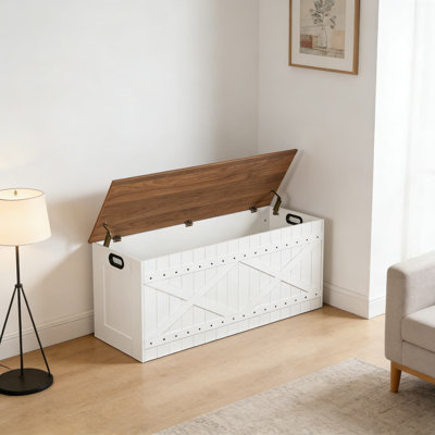 Très grand coffre de rangement avec charnières de sécurité, coffre à jouets en bois et banc de rangement pour le salon, la chambre à coucher et le vestibule