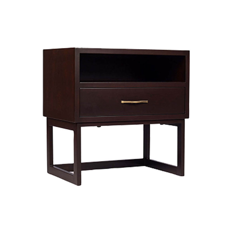 Lendora 60cm W Bedside Table, Brown, Midnight Black