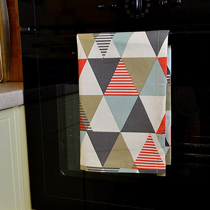 Amelia Cotton Jacquard Kitchen Towel, Terracotta Orange