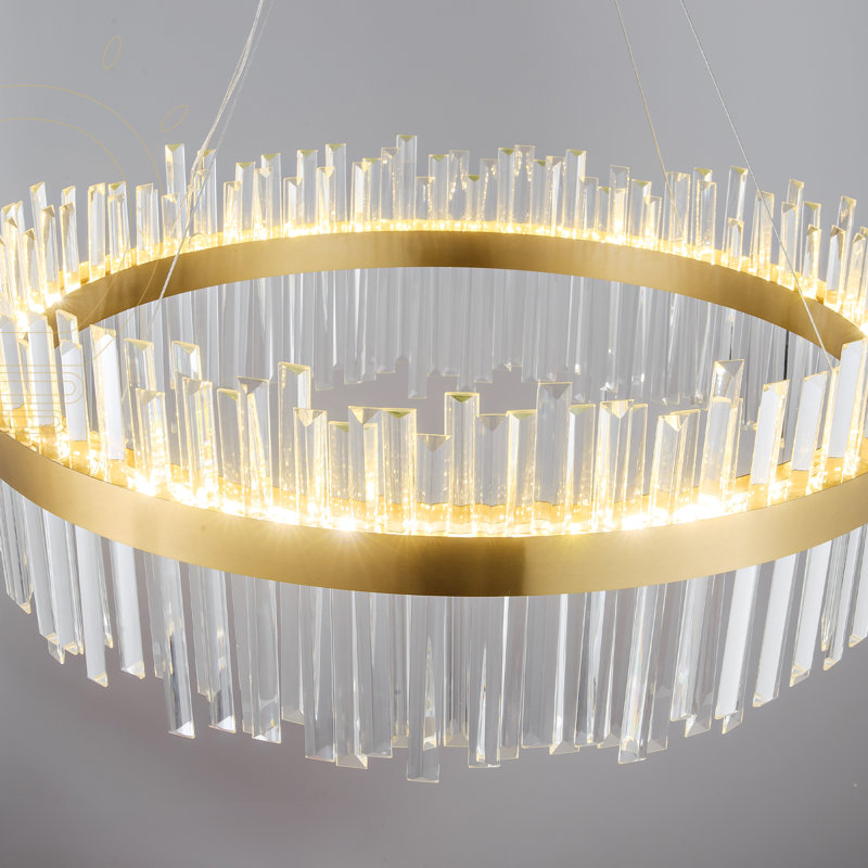 Beibut 1 - Luxury Modern Gold Crystal Round Chandelier - LED Flush Mount Ceiling Light Fixture for Living Room, Dining Room, Foyer, Bar, and Club