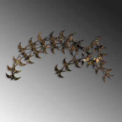 Accessoire mural en métal fait à la main, doré et noir, 29,5 po x 53,5 po | 100% métal avec une épaisseur de 0,06 po | Conception unique peinte à la main, parfaite pour la décoration intérieure et l'esthétique moderne, fixation murale facile