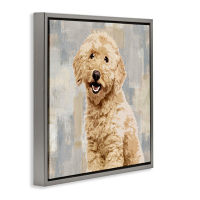 Smiling Labradoodle Dog Framed Floater Canvas Wall Art by Keri Rodgers