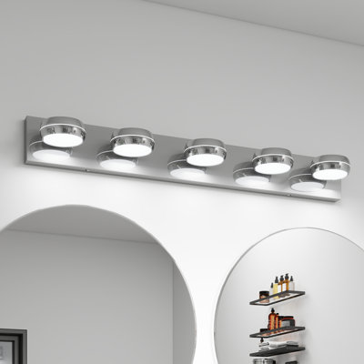 Éclairage pour meuble-lavabo à DEL 35 po au-dessus d'un miroir Luminaire à DEL 5 lumières pour salle de bain Miroir moderne de 18 W pour salle de bain