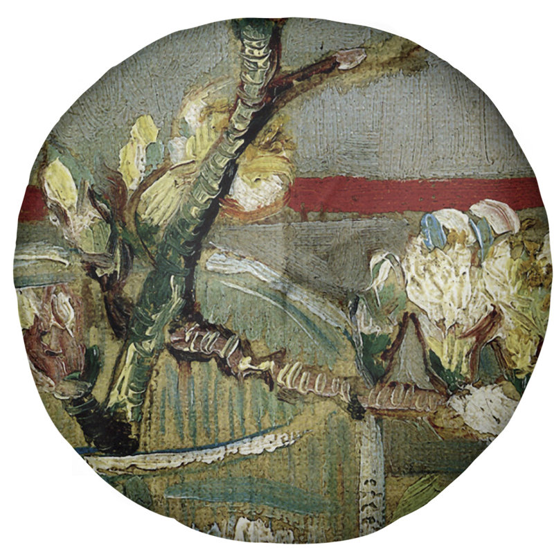 Coussin de plancher rond Vincent Van Gogh, 27,5 po x 55,5 po, Blanc