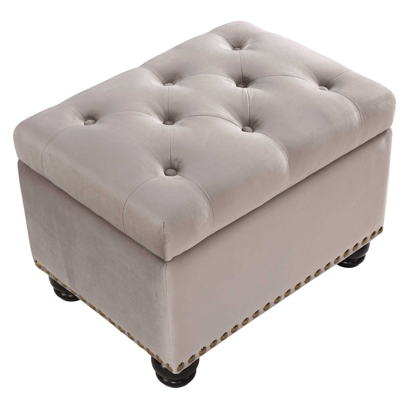 Repose-pieds avec rangement Frontenac, Velours taupe clair