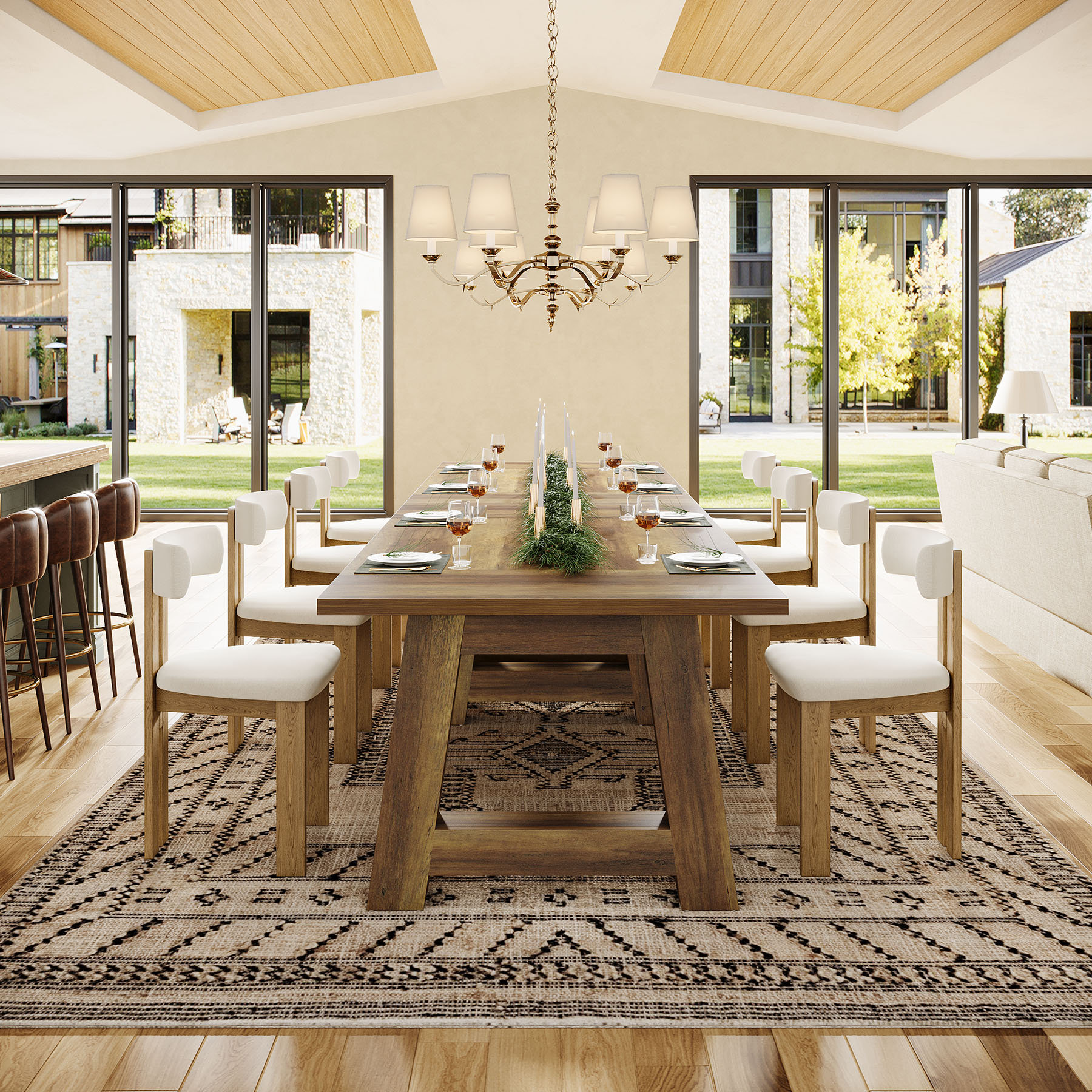 62.6 Inches Farmhouse Wooden Dining Table