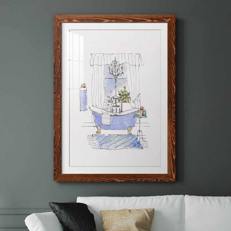 Sapery Bath I - peinture encadrée, Cadre en érable, H 37,5 po x l 27,5 po x P 1,5 po