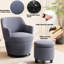 Chaise pivotante bleue à 360 ° avec coussin respirant, fabrication, pour salon réglable-1712969377