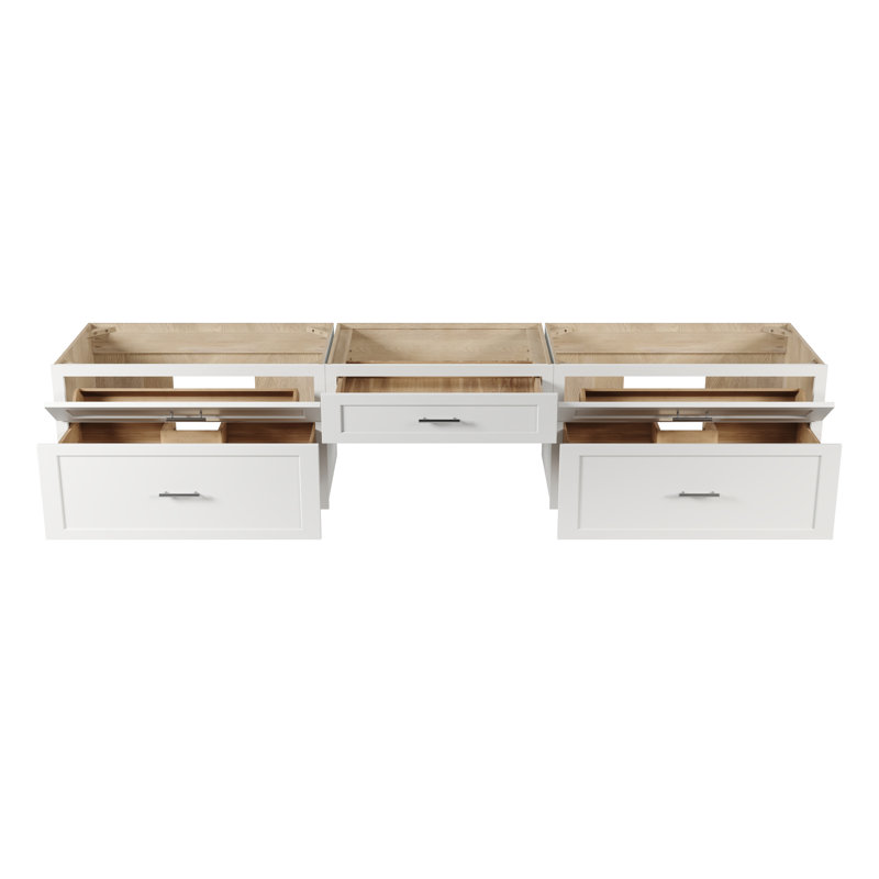 Meuble-lavabo mural double flottant avec bureau sans comptoir Disar, Blanc