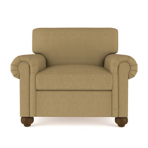 Leroy Leather Armchair, 36" H x 41" W x 49" D, Weathered, Box Weave Linen Chocolate