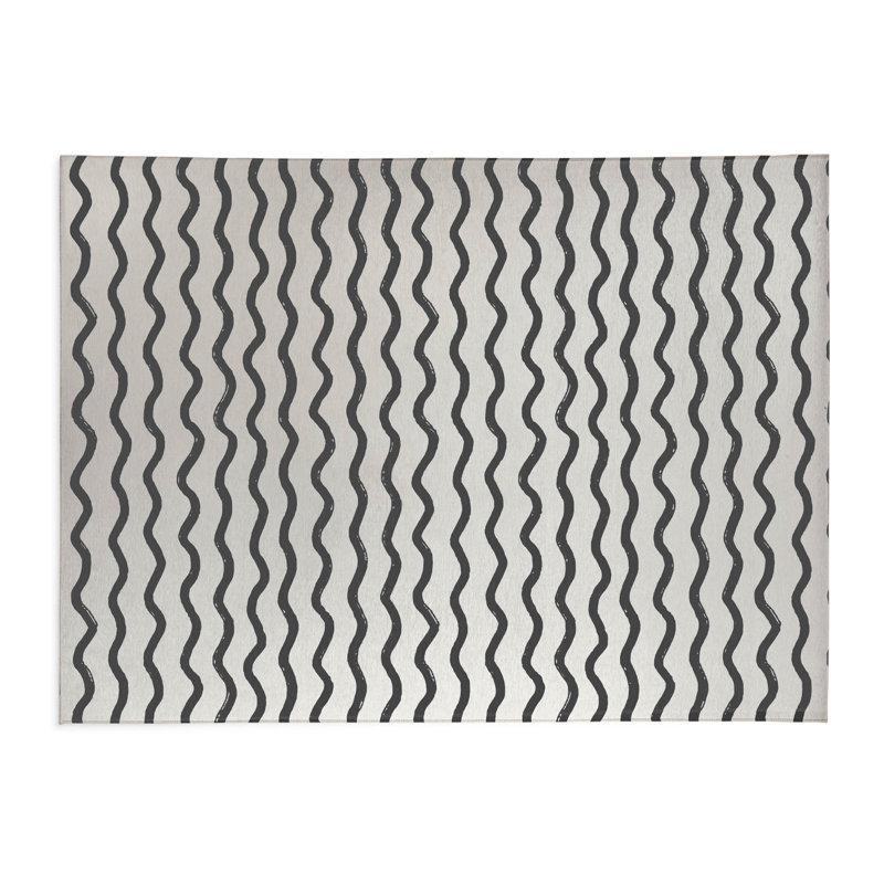 Wiggle Row Lightweight Non-Slip Kitchen Mat, Rectangle 4' x 6', Ivory/Charcoal