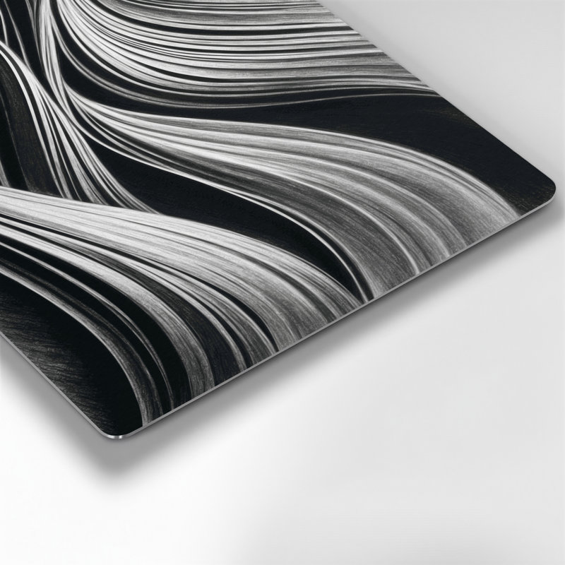 Art mural horizontal horizontal rayé gris clair en métal gris clair, H 11 po x l 14 po