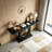 Modern Black Console Table with Gold Accent