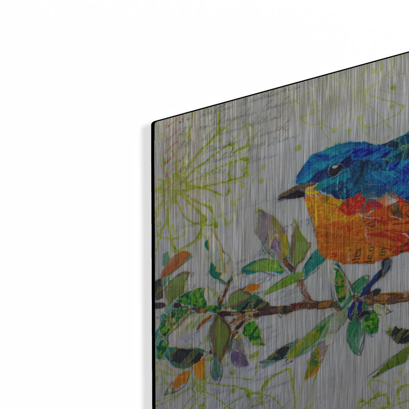 «Happy Bluebird» par St. Hilaire Elizabeth, art mural en métal, H 12 po x l 12 po