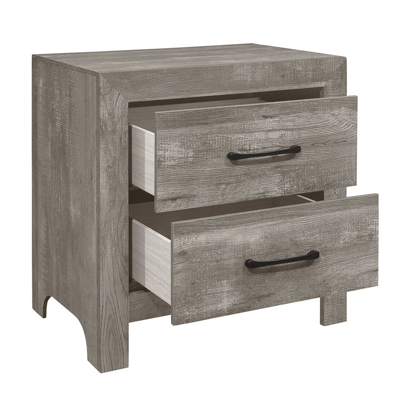 Table de chevet 2 tiroirs Davaya, Gris