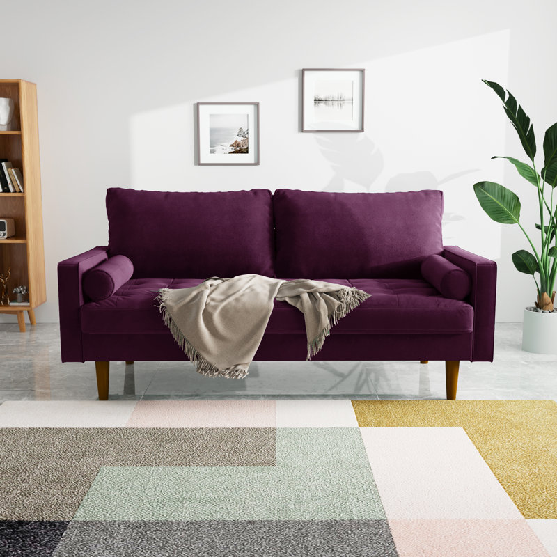 Mauck Modern Sofa,70 Inch Velvet Couch for Living Room,Spring Cushions,Solid Wood Frame,Easy Assembly for Small Spaces