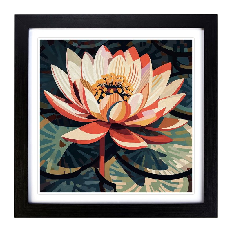 Water Lily Flower Constructivism No.3 - Framed Print, Black