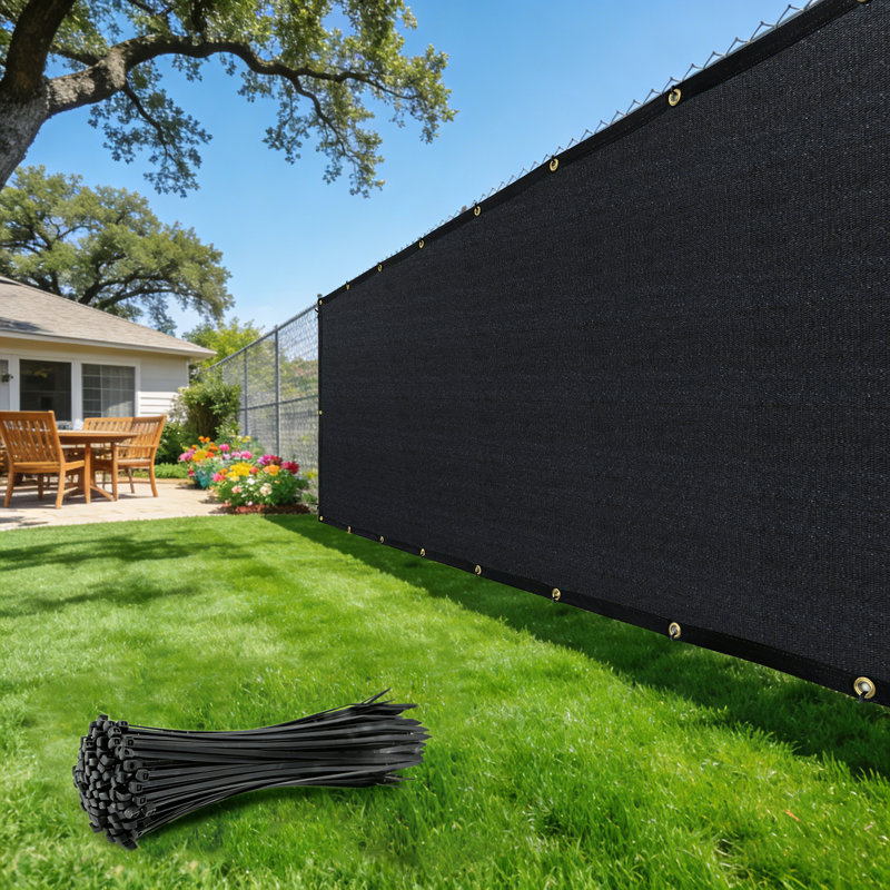 Royal Shade Privacy Screen Cover Windscreen with Heavy Duty Brass Grommets, Black, 5' H x 5' W