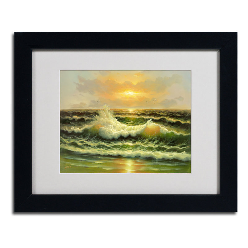« coucher de soleil », reproduction sur toile encadrée, H 11 po x l 14 po x P 0,5 po, Noir