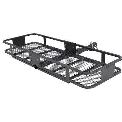 60" x 20" x 5" Cargo Basket, 200 LB Capacity Hitch Cargo Carrier, Black Steel with 2" Hitch Shank, Ideal for Car, SUV Traveling, and Camping, Durable Steel Construction