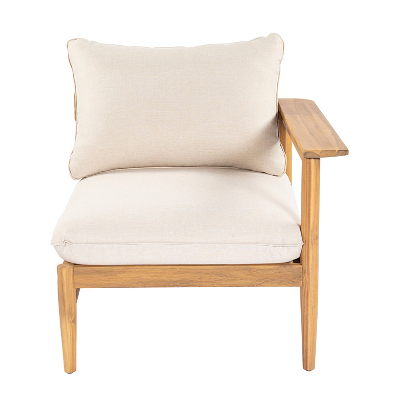 Terassi Outdoor Acacia Wood Sofa, Light Teak Finish With Beige Cushion