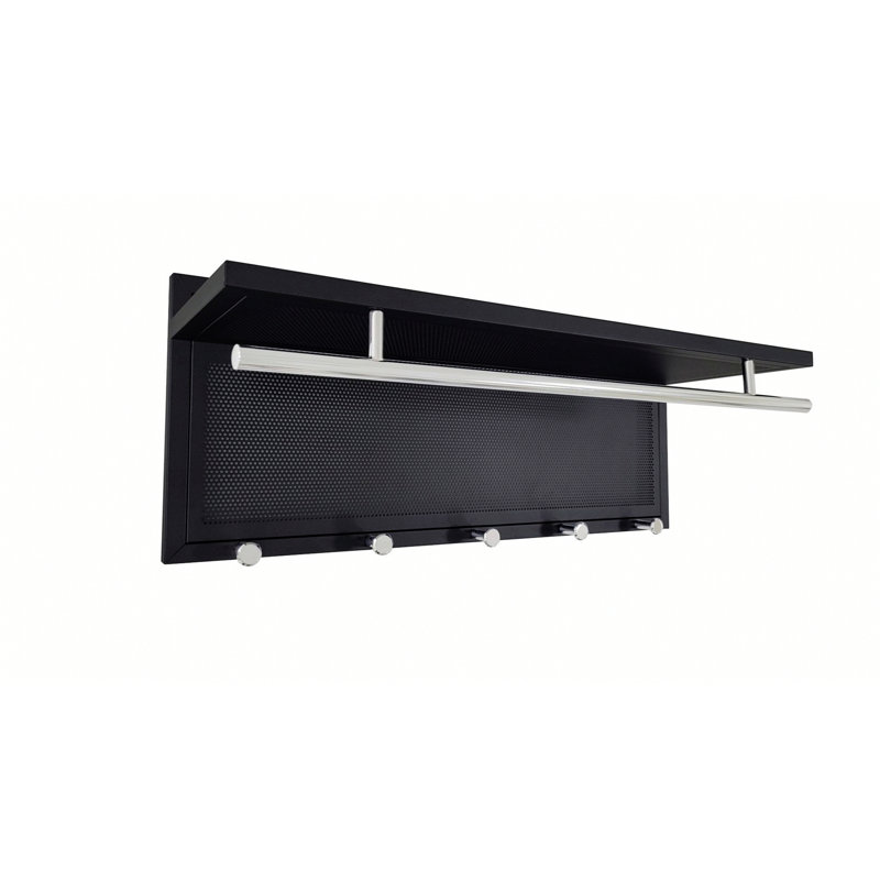 Wall Mounted Metal Coating Hook with Shelf, Black