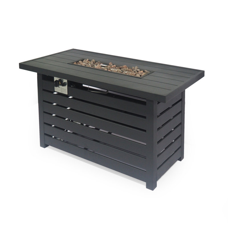 Rectangular Iron Fire Pit With 30,000btu And Covered Tank Storage - 24.23”h, Black, Simple Assembly Undertaking Protected Cover Steps