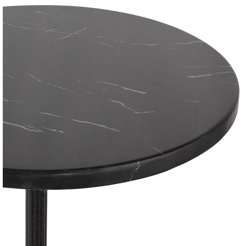 Muth Round Metal Base Dining Table, Black