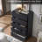 Farmhouse Black 5-Drawer Dresser, Rustic Wood Chest of Drawers with Natural Texture, Storage Dresser for Bedroom Living Room-1076232077