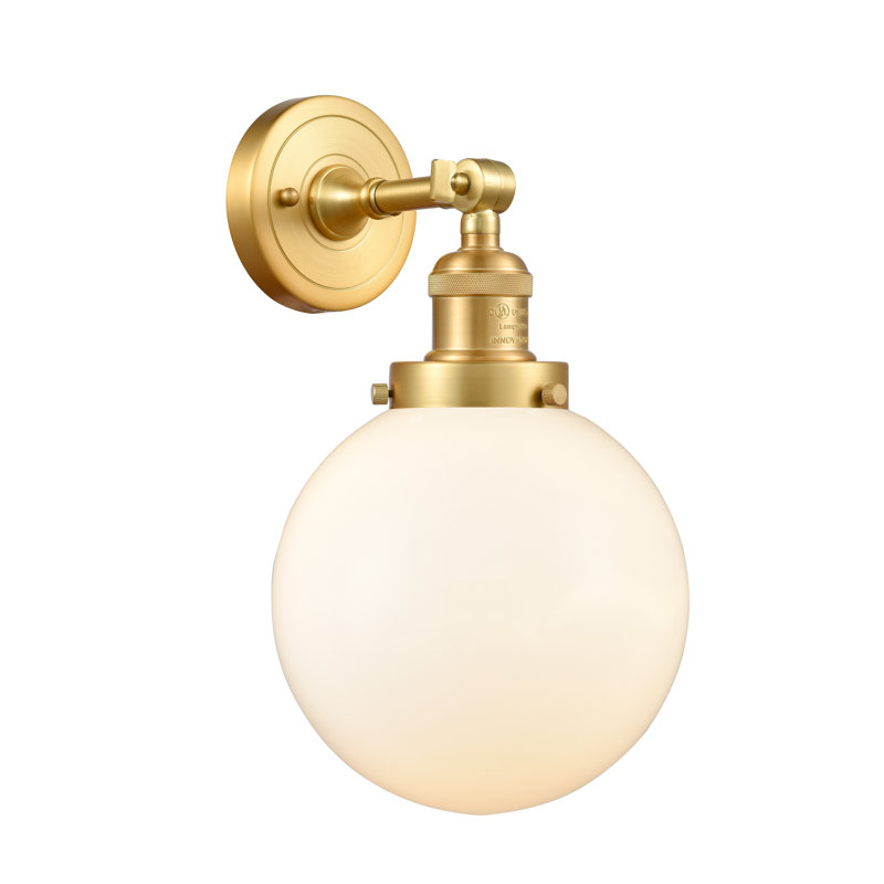 Applique murale pour salle de bain 1 lumière Clementina, Ampoule DEL 6 watts Vinage, Boîtier blanc mat, Or satiné
