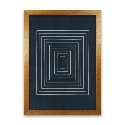 Lino Style Blue Geometric Squares - Print