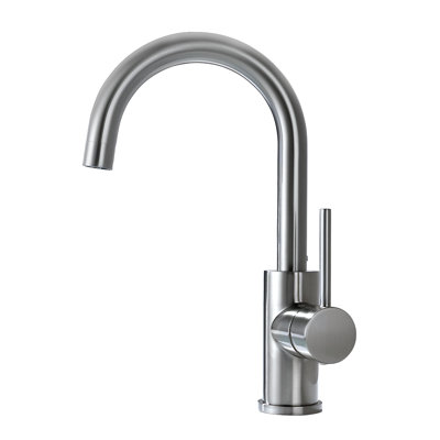 CALBASE Single Handle Single Hole Stainless Steel Kitchen Sink Faucet Brushed Nickel Hot and Cold Water valve 360° degree rotation with Aerator, Bar Sink Faucet