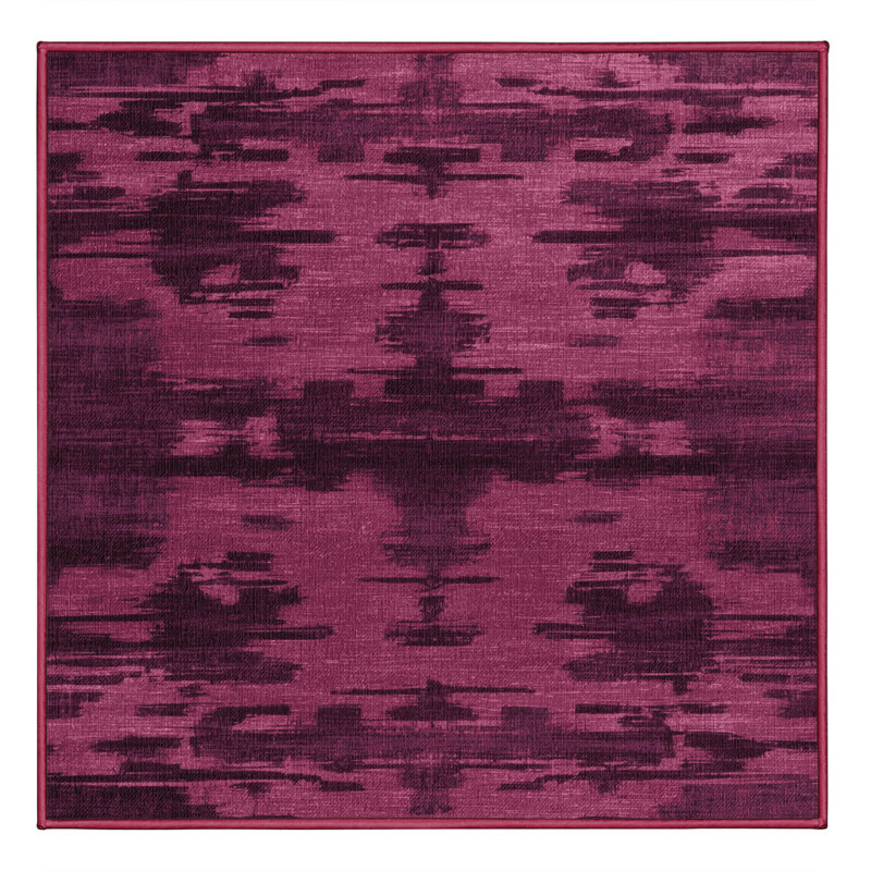 Tapis rouge abstrait lavable à la machine, Carré 3 pi