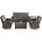 Aluel 5-Pieces Outdoor Wicker Patio Conversation Furniture Set with Rocking & Swivel Chairs and Rectangular Fire Pit Table with Windshield-106896007