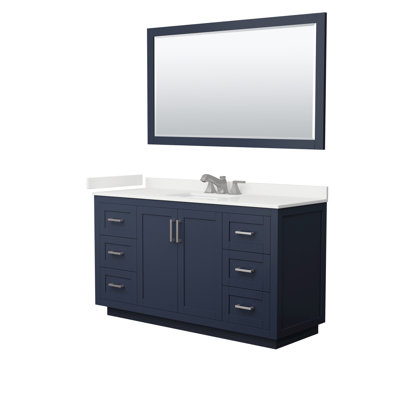 Miranda 60" Freestanding Single Bathroom Vanity with Quartz Top with 58" Mirror