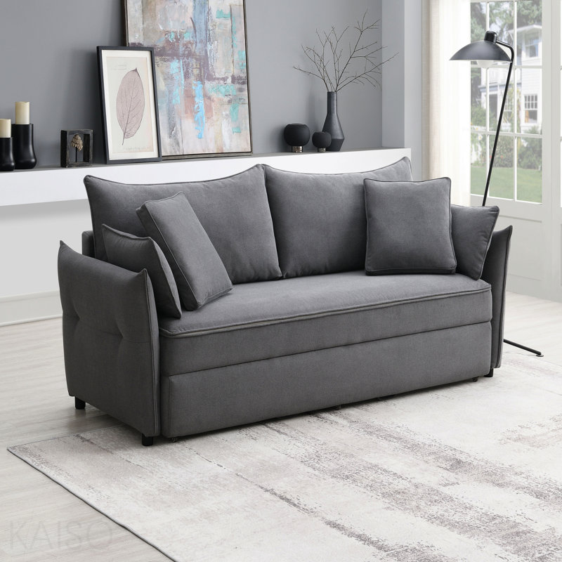 Lit gigogne escamotable en tissu avec rangement, Grey
