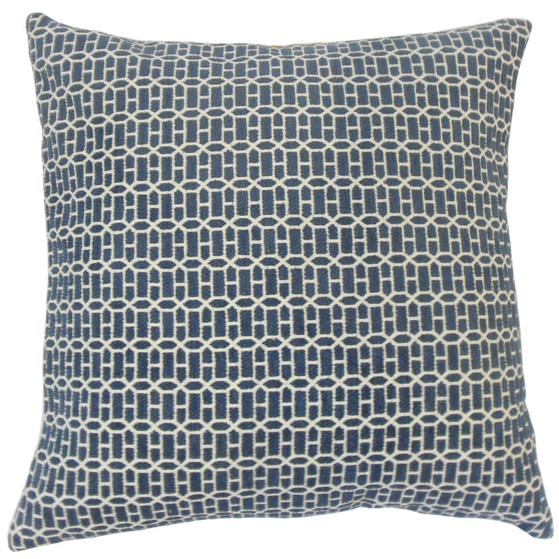 Geometric Feather Reversible Throw Pillow, Lapis