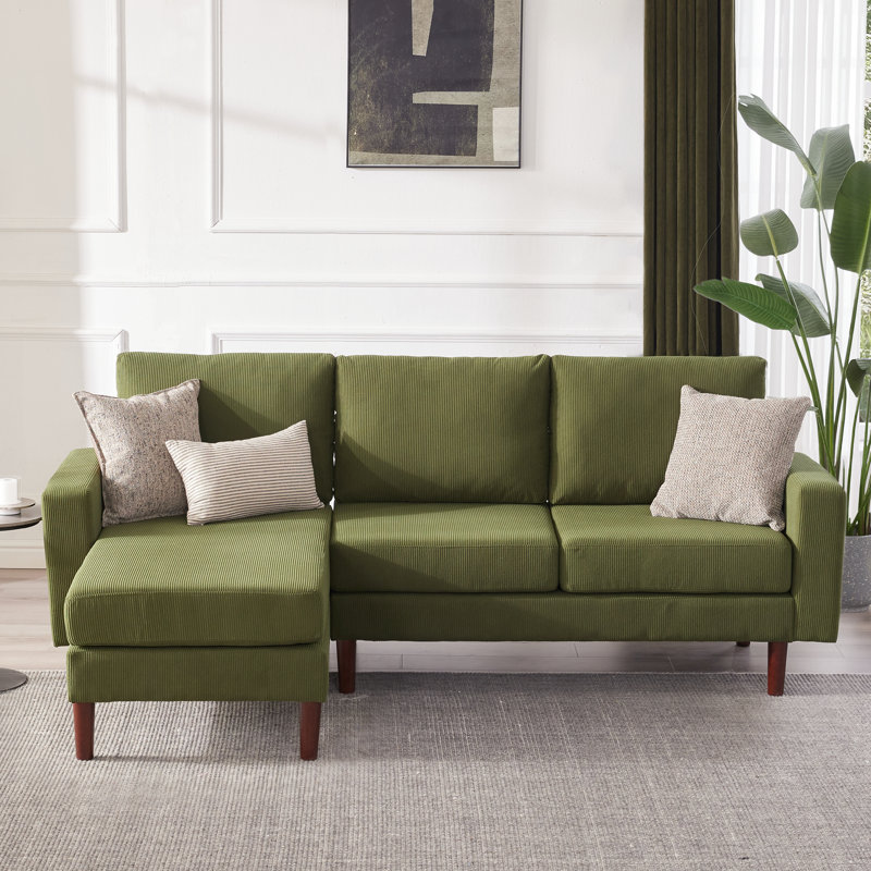 Canapé modulaire en L 88,09 po en L , Velours côtelé vert