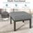 Set Of 2 24" Aluminum Patio Ottomans With Dark Gray Cushions, All-Weather Footrests