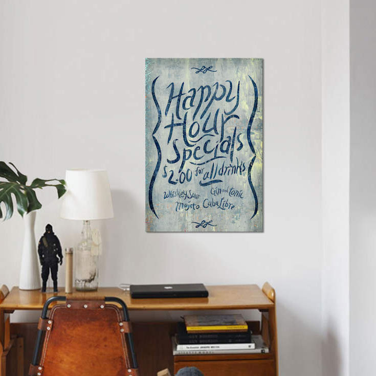 «Happy Hour Blue» par PI Studio - Estampe numérique sur toile tendue avec châssis, H 12 po x l 8 po x P 0,75 po, Pas de tapis