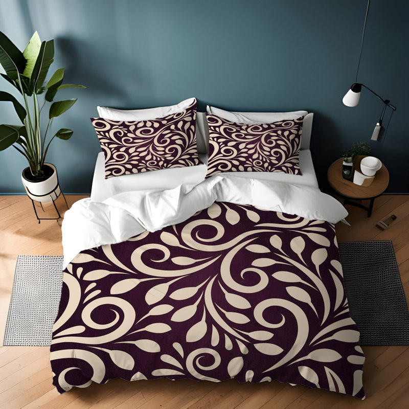 Polyester Damask Duvet Cover, King Duvet Cover + 2 King Shams